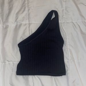 Urban Outfitters charcoal one shoulder crop top (with back cut out)